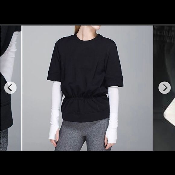 Size 4 Black Rare Lululemon Peplum Pullover - Picture 2 of 5